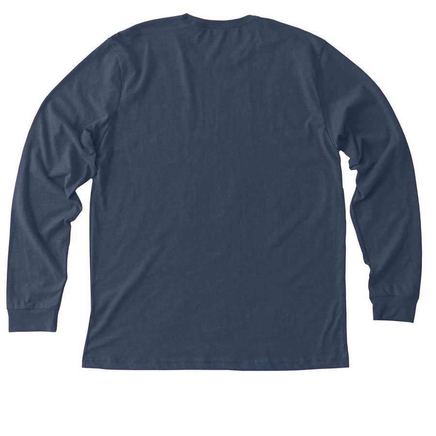 In My Open Science Era Apparel, a Heather Navy Premium Long Sleeve Tee (back-view)