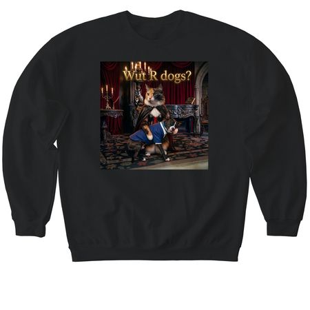 Wut R Dogs?, a Black Softstyle Crewneck Sweatshirt