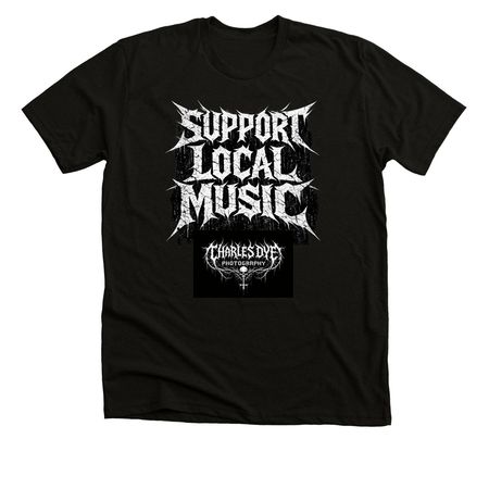 Support Local Music logo shirt, a Solid Black Blend Premium Unisex Tee