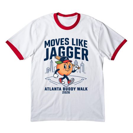 Moves Like Jagger Buddy Walk 2026, a White/ Red Cotton Ringer Tee