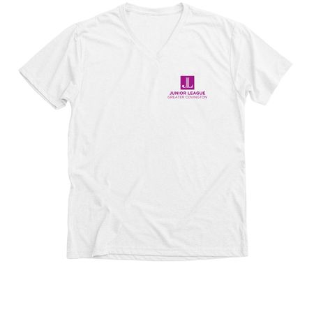 JL Fest Tee, a Solid White Blend Premium V-Neck Tee (back-view)