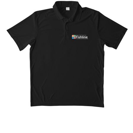 Color Polo Shirts with White Logo, a Black Unisex Performance Polo