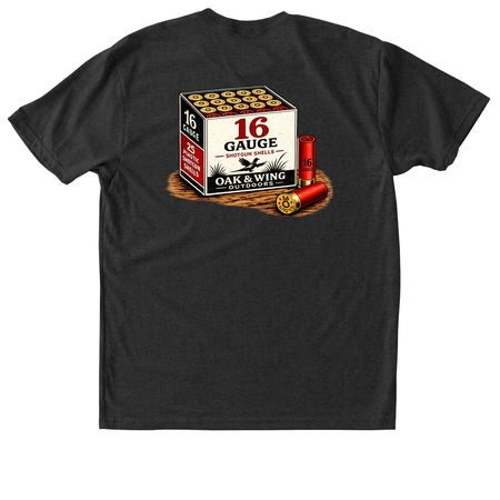 O&W 16 Gauge, a Vintage Black Triblend Unisex Tee (back-view)