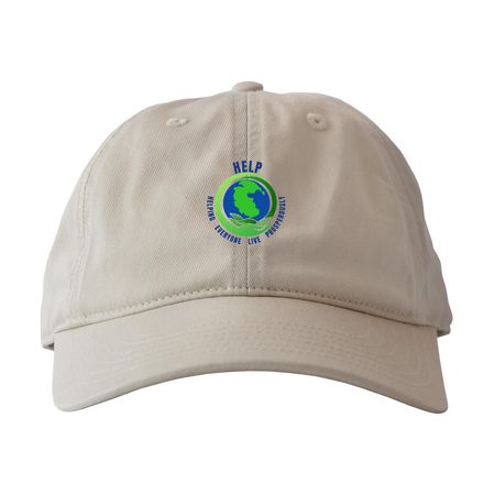 Hats with the HELP Logo, a Oyster Printed Eco Baseball Cap