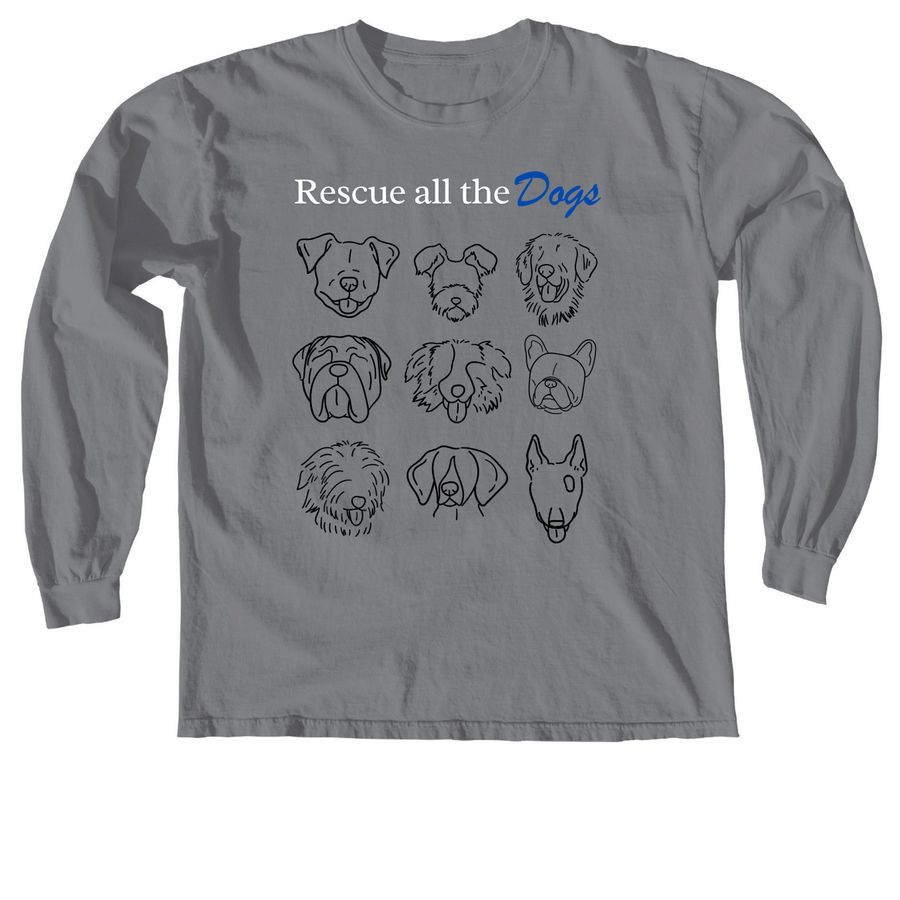 Rescue all the DOGs, a Granite Comfort Colors Long Sleeve Tee