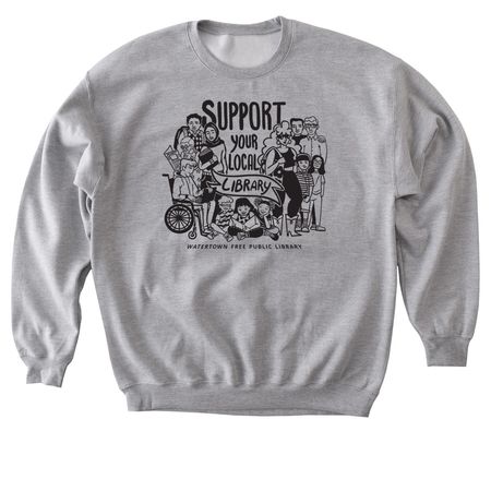 Local Library Love - Black, a Sport Grey Softstyle Crewneck Sweatshirt