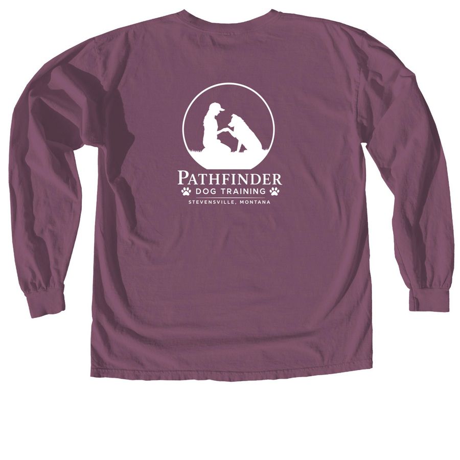 Pathfinder Dog Training&nbsp;, a Berry Comfort Colors Long Sleeve Tee (back-view)