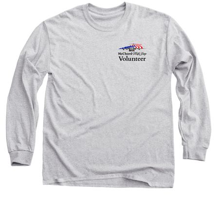 Long Sleeve Volunteer Shirt - Black text, a Sport Grey Classic Long Sleeve Tee