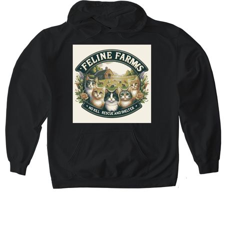 Feline Farms Sanctuary, a Black Gildan Softstyle Pullover Hoodie