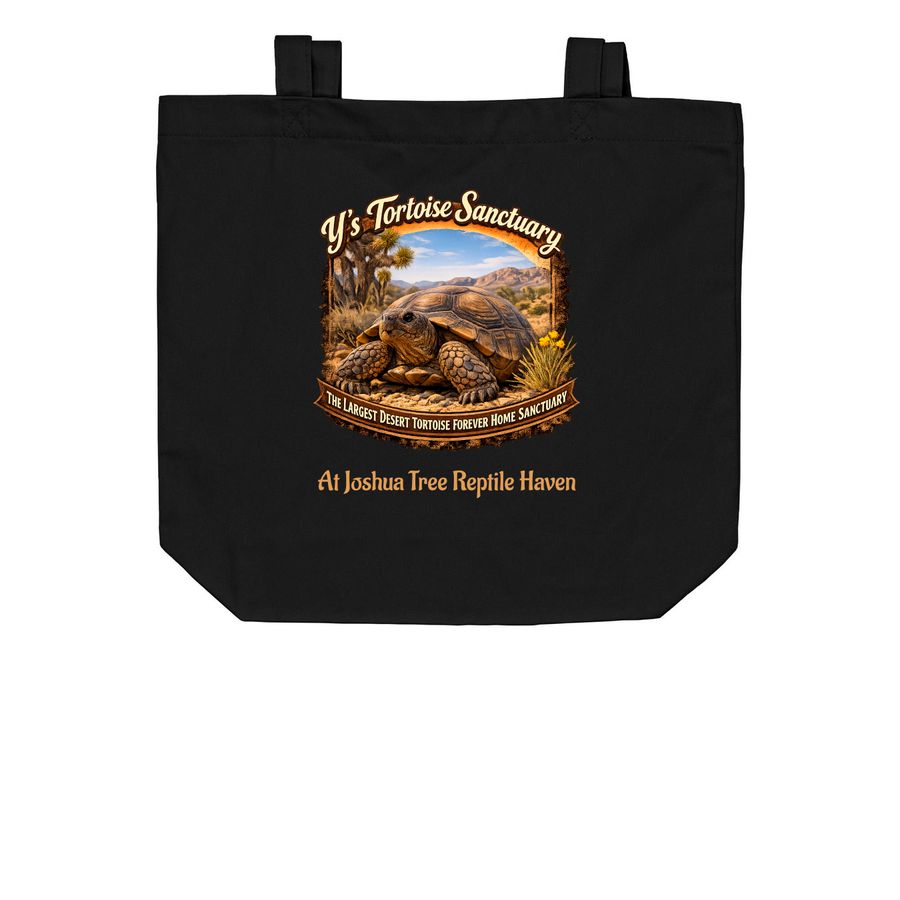 Y's Desert Tortoise Sanctuary, a Black Organic Cotton Tote Bag