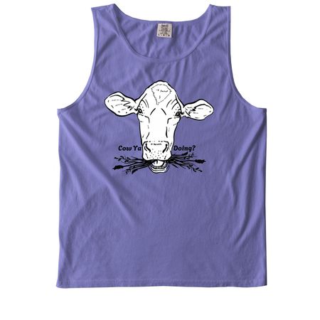 Cow Ya Doing?, a Violet Comfort Colors Tank Top