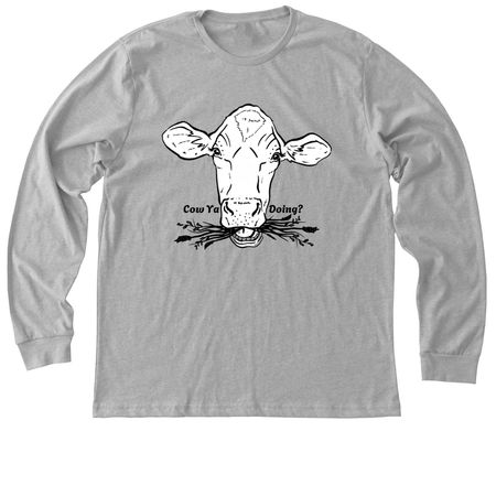 Cow Ya Doing?, a Athletic Heather Premium Long Sleeve Tee
