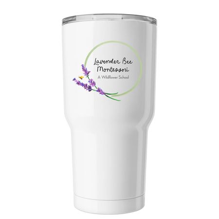 Lavender Bee Tumbler, a White Insulated Tumbler