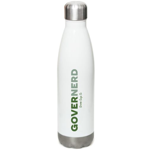 Governerd, Green Logo White Stainless Steel Water Bottle