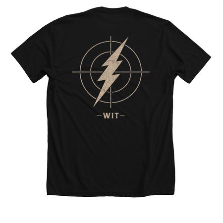 WIT Strike, a Solid Black Blend Premium Unisex Tee (back-view)