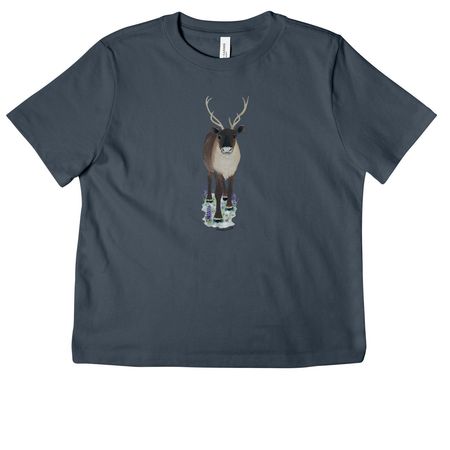 Caribou Front Graphic, a Vintage Navy Women's Heavyweight Tee