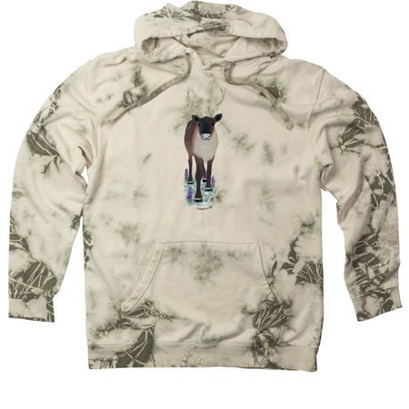 Caribou Front Graphic, a Olive Tie Dyed Pullover Hoodie