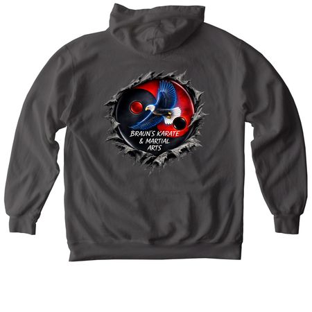 BKMA Sweaters, a Pepper Comfort Colors Pullover Hoodie (back-view)