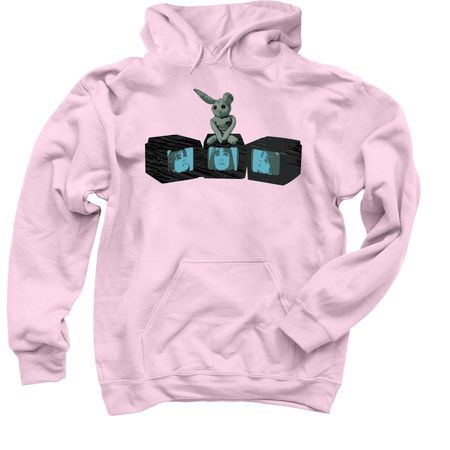 LIKE ITS A HABIT Bunny Graphic, a Light Pink Pullover Hoodie (back-view)