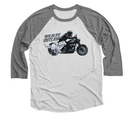 WILDLIFE OUTLAW, a Premium Heather and Heather White 3/4 Sleeve Baseball Tee