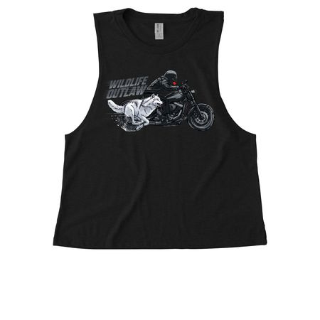 WILDLIFE OUTLAW, a Deep Black Allmade Eco Triblend Women?s Muscle Tank