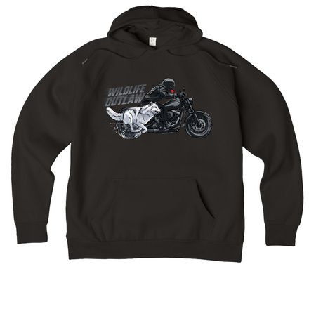 WILDLIFE OUTLAW, a Deep Black Allmade Organic CVC Pullover Hoodie