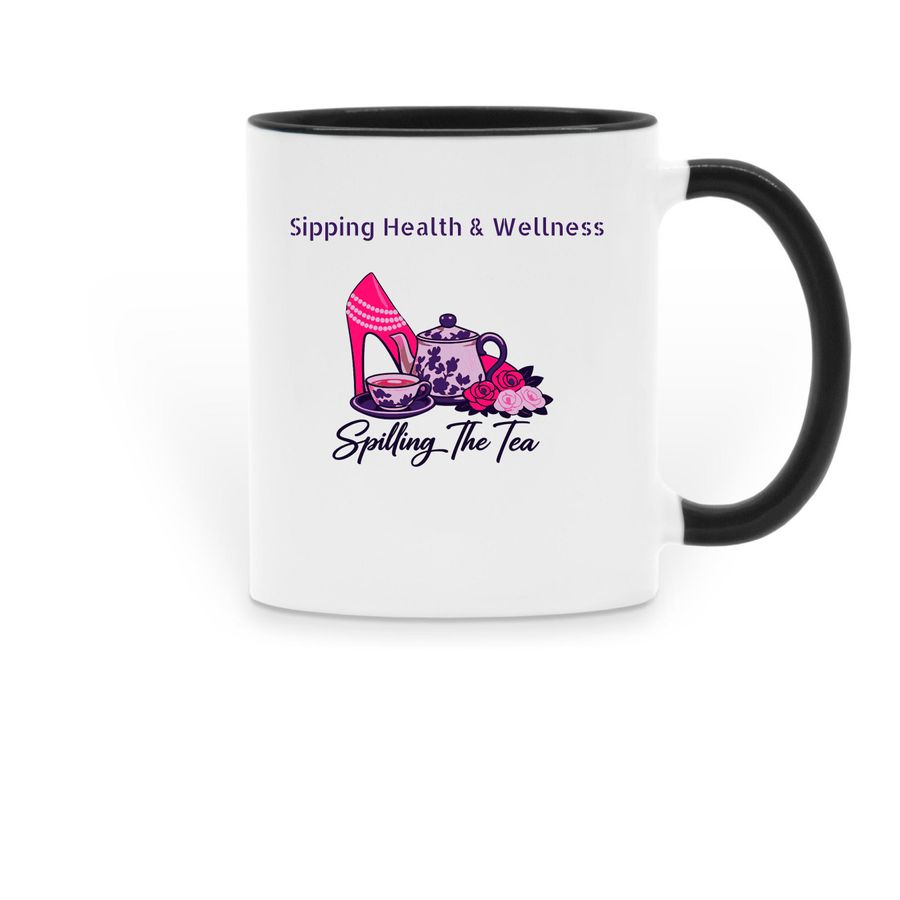 Sipping Health & Wellness, a Black Two-Tone Ceramic Mug