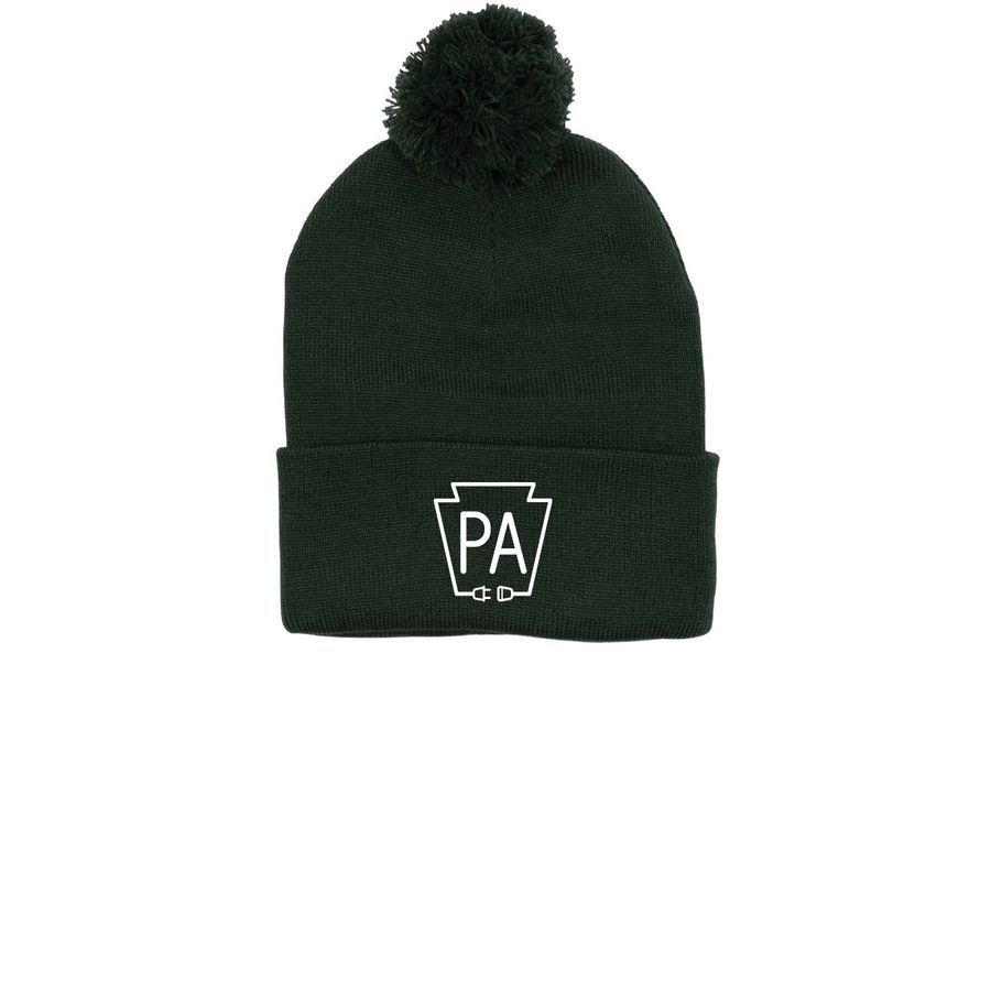 PA Unplugged Keystone Logo Beanie, a Forest Printed Pom-Pom Beanie
