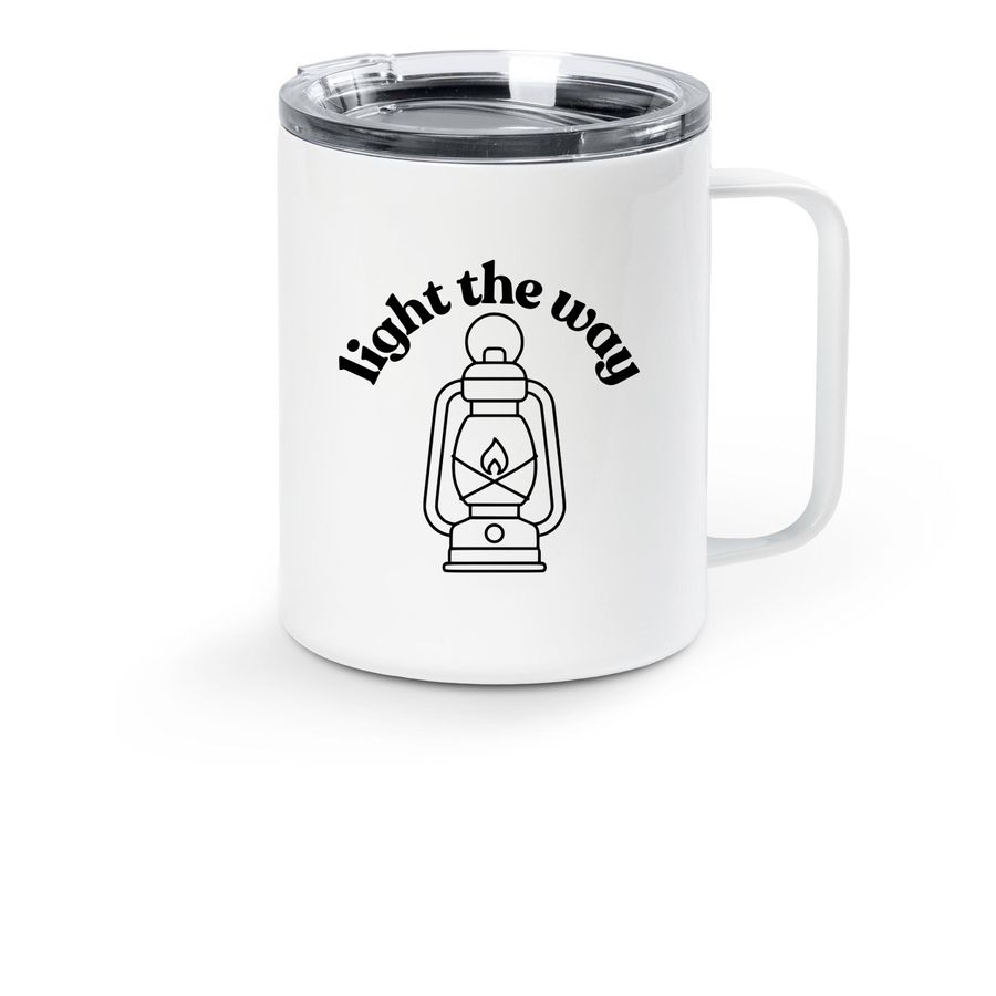 Light the Way- Mug, a White Stainless Steel Travel Mug