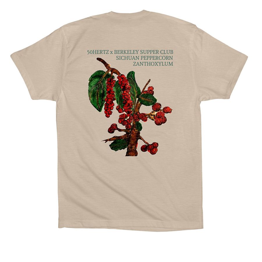 50HERTZ x BSC, a Tan Premium Cotton Tee (back-view)