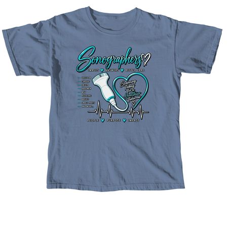 Sonographers: Images. Answers. Better Care., a Blue Jean Comfort Colors Unisex Tee