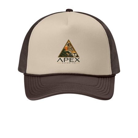 Apex Safari Co Hats, a Stone/ Coffee Bean Printed Foam Trucker Hat