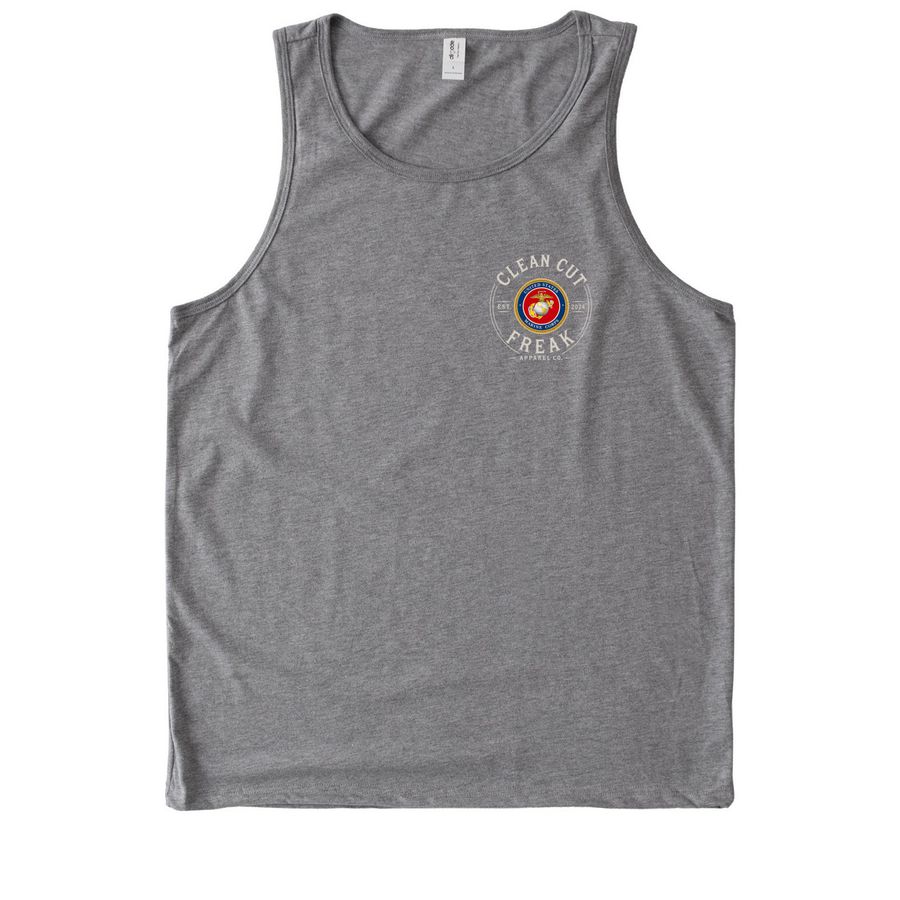 USMC Veteran, a Aluminum Grey Allmade Eco Triblend Tank