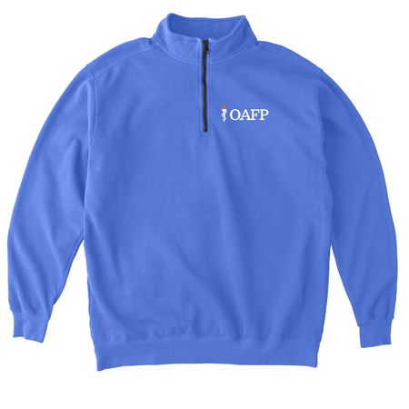 OAFP Logo Gear, a Flo Blue Comfort Colors Quarter Zip Pullover