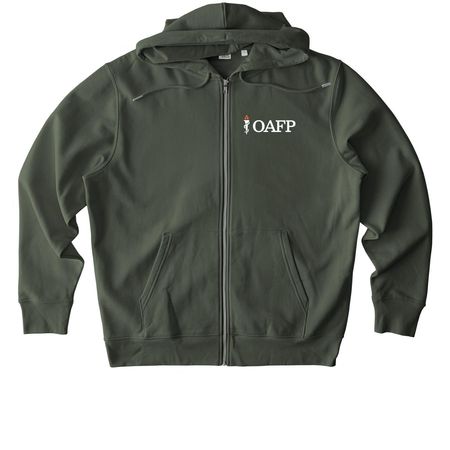 OAFP Logo Gear, a Khaki Green Stanley/Stella Unisex Cultivator 2.0 Zip Up Pullover Hoodie