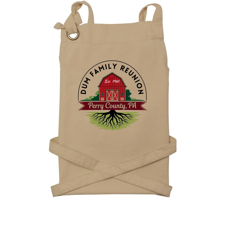 Dum Family Reunion Cooking Apron, a Khaki Cotton Canvas Pocket Apron