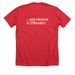 ... and minored in O'Rourke's(front and back), a Heather Red Premium Unisex Tee (back-view)