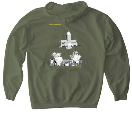 STING ? Wild Hornets in Bloom Collection, a Military Green Gildan Softstyle Pullover Hoodie