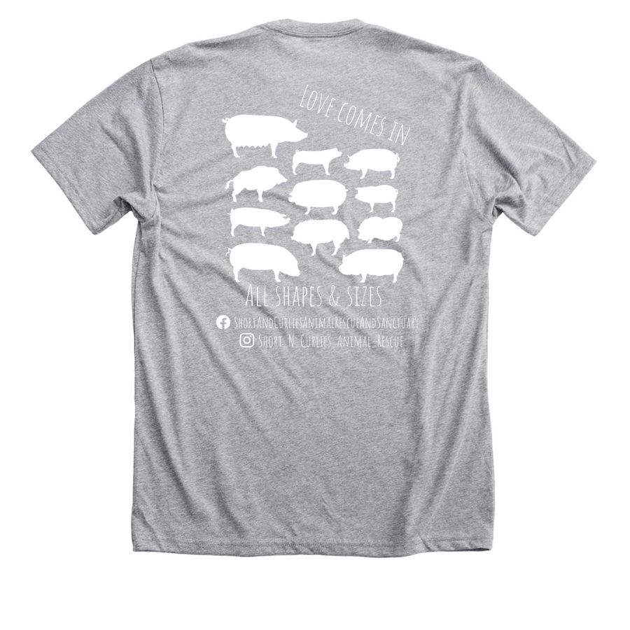 Love for Pigs, a Athletic Heather Premium Unisex Tee (back-view)