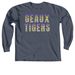 "Geaux Tigers" Art Fill Wear, a Denim Comfort Colors Long Sleeve Tee