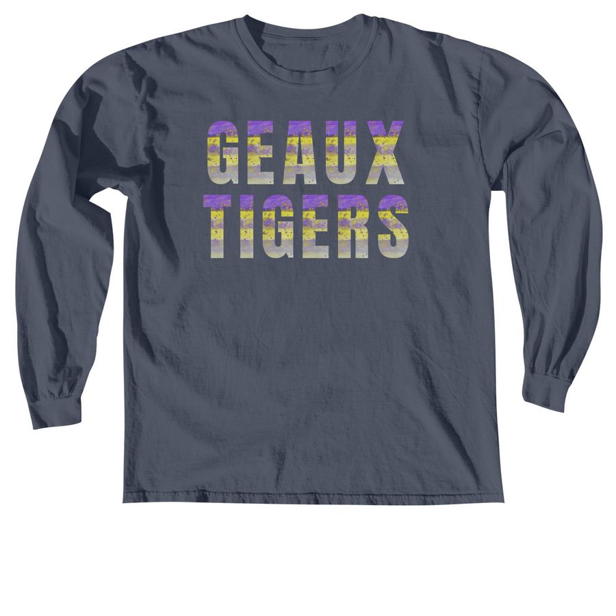 "Geaux Tigers" Art Fill Wear, a Denim Comfort Colors Long Sleeve Tee