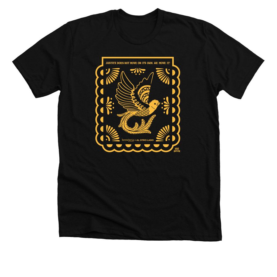 Al Otro Lado x Brewjer?a Merch, a Solid Black Blend Premium Unisex Tee