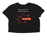 Feed Your Local Stray Collection, a Black Women?s Flowy Cropped Tee (back-view)