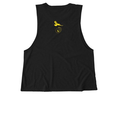 Carpe Sunshine Ladies Muscle Tank, a Deep Black Allmade Eco Triblend Women?s Muscle Tank (back-view)