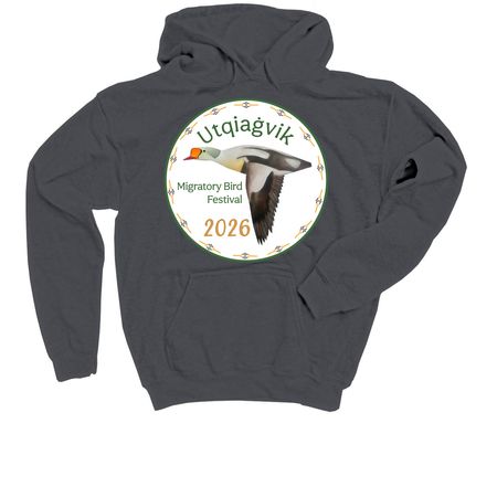 Utqiagvik Migratory Bird Fest '26 Apparel, a Charcoal Youth Pullover Hoodie