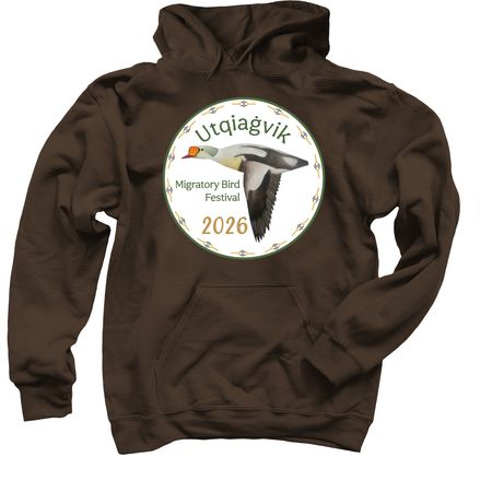 Utqiagvik Migratory Bird Fest '26 Apparel, a Dark Chocolate Pullover Hoodie