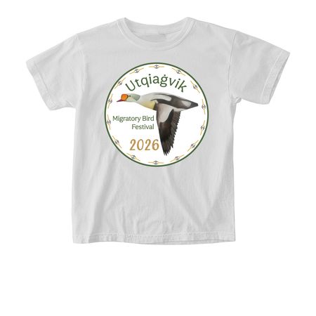 Utqiagvik Migratory Bird Fest '26 Apparel, a White Comfort Colors Youth Tee