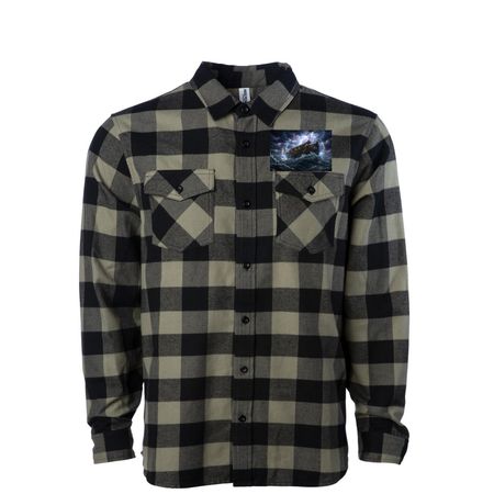 NOAH?S ARK Genesis 8:1 Unisex Flannel Shirt, a Olive/ Black Unisex Flannel Shirt