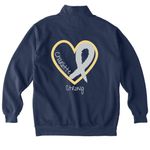 Charlotte's got this, a True Navy Comfort Colors Quarter Zip Pullover (back-view)