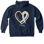 Charlotte's got this, a True Navy Comfort Colors Pullover Hoodie (back-view)